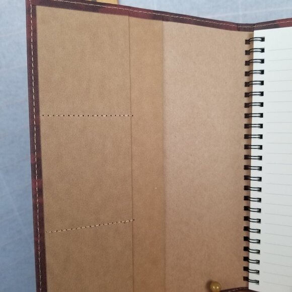 NEW Athleta Journal Faux Leather Flap Cover Pockets Spiral Notebook Elastic - Picture 4 of 8